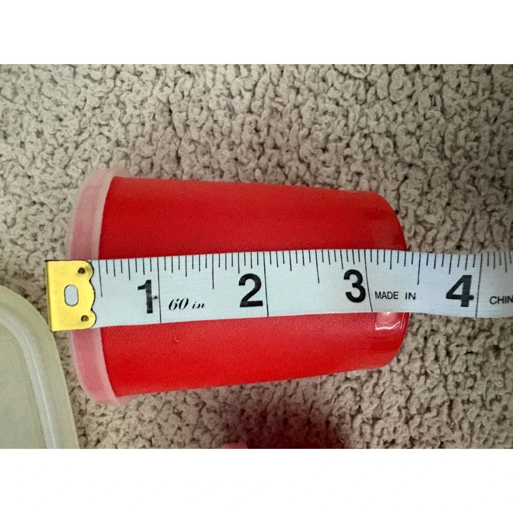 Vintage Tupperware Red Picnic Lunch Set Carrier with Lids and Cups 6 Piece